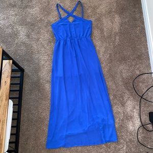 Royal blue sheer maxi dress